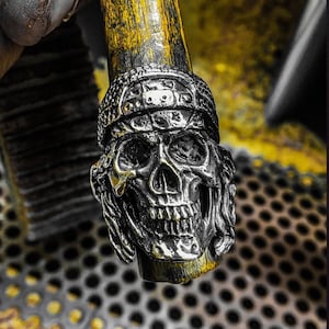 Skull Ring Sterling Silver Skull Ring Gold Skull Ring Badass Skull Ring Bearded Skull Ring Silver Bearded Skull Ring Gold Bearded Skull Ring