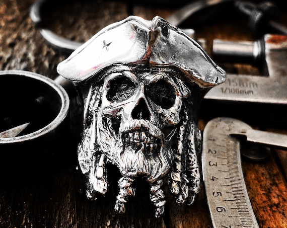 Piraten Schädel Ring Schädel Piraten Ring bärtigen Schädel Ring Schnurrbart Schädel Ring Schnurrbart Schädel Ring Bart Schädel Ring Ring Jack Sparrow Piraten Ring
