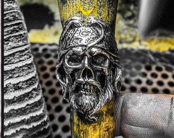 Sterling Silber Schädel Bandana Ring bärtigen Schädel Ring Bart Schädel Ring Schnurrbart Schädel Ring Biker Schädel Ring Schnurrbart Schädel Ring Punk Ring