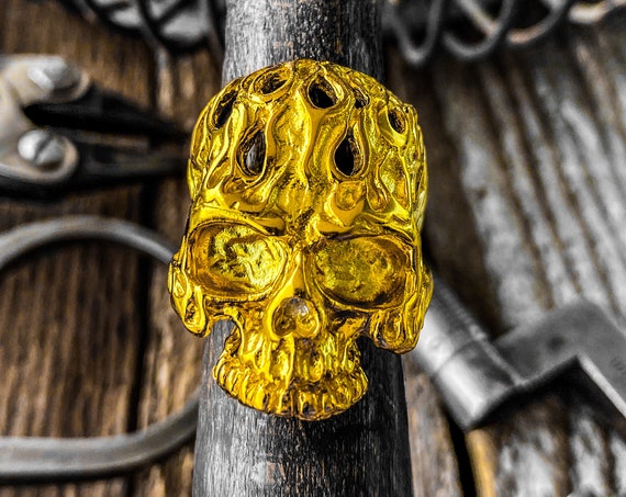 Punisher Schädel Ring Flammen Schädel Ring Dämon Schädel Ring Ghost Rider Ring Dia De Los Muertos Schädel Ring Biker Schädel Flamme Ring Punisher Ring