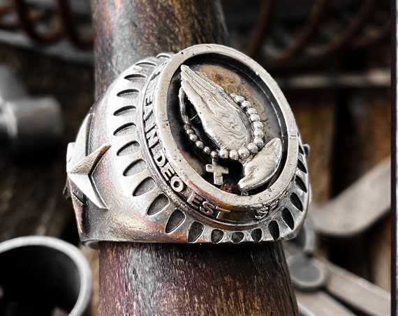 Rosenkranz Ring Rosario Ring beten Hände Ring religiösen Ring katholischen Ring Christian Ring Jesus Ring Vatikan Ring Papst Ring