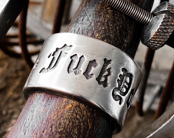 Ficken Sie Ring ficken Ring Sterling Silber Mafia Ring Silber Badass Ring Mafia Ring Ring Ring Silber Fick Band Ring Ficken Sie ficken Aus Ring