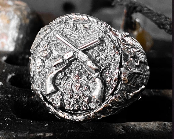Ring mit Pistolen Revolver Ring Pistole Ring Gewehr Ring Ring westlichen Ring Cowboy Ring Indian Ring Wild West Ring antik Wachs Siegel Ring