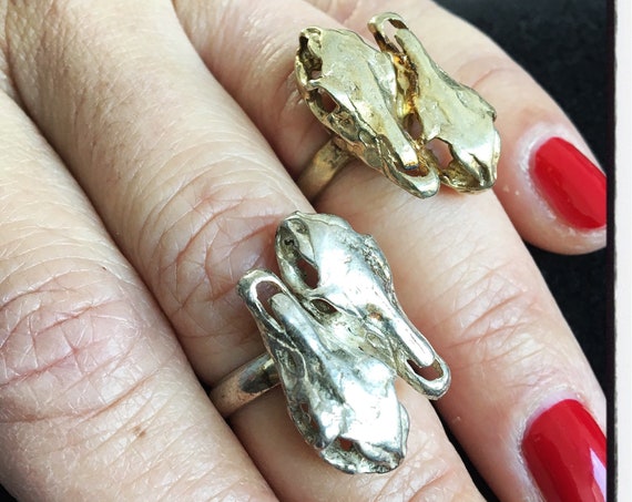 Etherial Jewelry Rock Chic Talisman Luxury Biker Custom Handmade Artisan Pure Sterling Silver .925 Handcrafted Horses Head Equestrian Ring