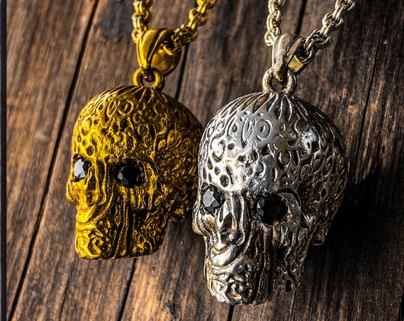 Stammes-Schädel-Halskette Schädel-Anhänger Memento Mori Anhänger Memento Mori Halskette Tag der Toten Anhänger Dia De Los Muertos Schädel Halskette