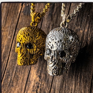 Tribal Skull Necklace Skull Pendant Memento Mori Pendant Memento Mori Necklace Day of the Dead Pendant Dia De Los Muertos Skull Necklace