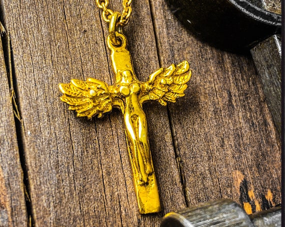 Kreuz Anhänger Kreuz Halskette Kruzifix Anhänger Kruzifix Halskette Christian Cross Halskette Silber Flügel Halskette Engel Anhänger Engel Halskette