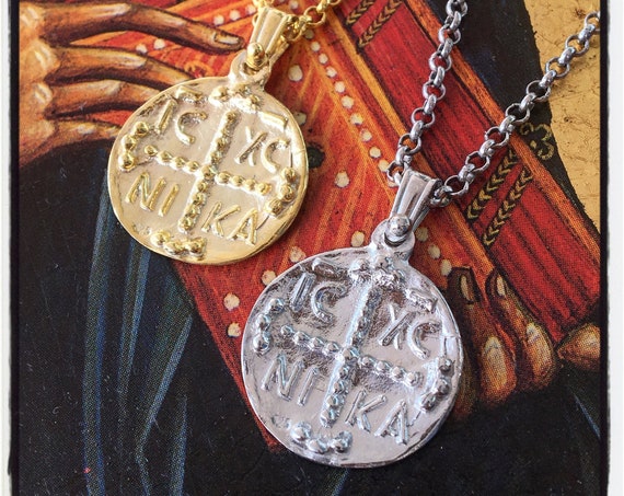 Etherial Jewelry Rock Chic Talisman Luxury Biker Custom Handmade Artisan Pure Sterling Silver .925 Jesus Christ Conquers Christogram Pendant