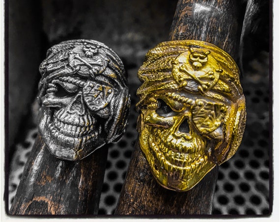 Piraten Schädel Ring Piraten Ring bärtigen Schädel Ring Schnurrbart Schädel Ring Schnurrbart Schädel Ring Bart Schädel Ring Jack Sparrow Ring antik Ring