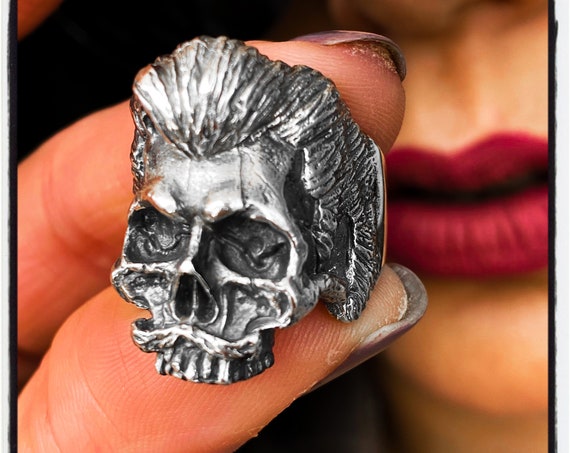 MMA Ring Sterling Silber Schädel Mafia Ring Schädel Bart Ring bärtigen Schädel Ring Conor McGregor Ring Schnurrbart Schädel Ring Schnurrbart Schädel Ring