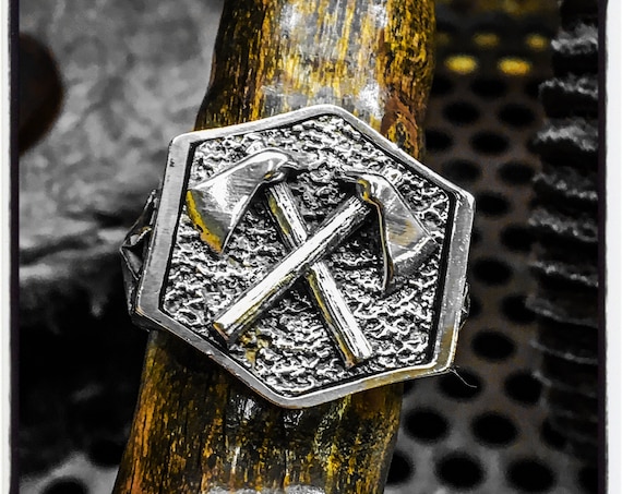 Axt Ring Wikinger Waffe Ring Achsen Ring Viking Krieger Ring Odin Ring nordischen Ring Wikinger Ring Mafia Ring Gangster Ring antike Siegel Wachs Ring