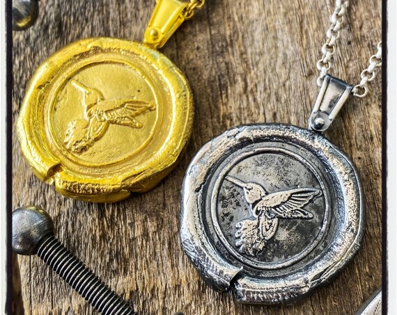 Kolibri Wachs Stamp Anhänger Vogel Wachs Siegel Halskette Vogel Siegel Anhänger Kolibri Wachs Siegel Siegel Stempel Vogel Halskette Rabe Halskette Siegel