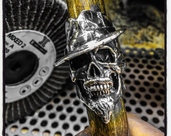 Mafia Skull Ring Cosa Nostra Skull Ring John Gotti Ring Bearded Skull Ring Mustache Skull Ring Beard Skull Ring Hat Ring Top Hat Skull Ring