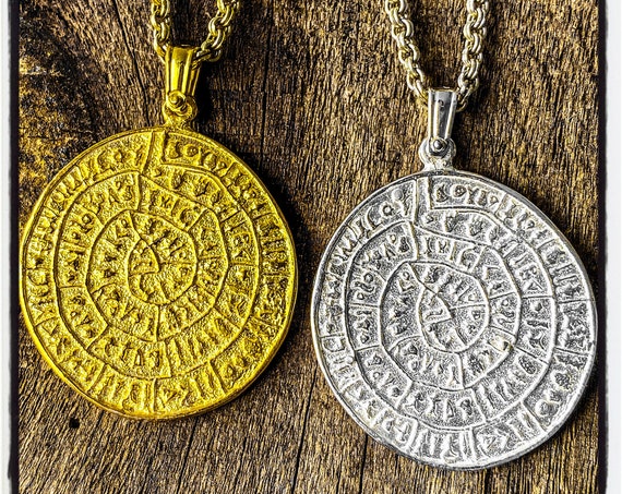 Phaistos Disc Anhänger Phaistos Disc Halskette minoischen Schmuck antiken griechischen Münze Halskette antike griechische Münze Anhänger antiken griechischen Schmuck