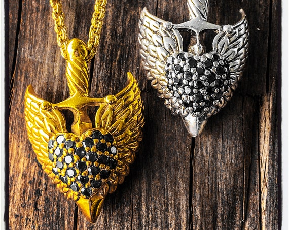 Herz Anhänger Herz Halskette Valentines Herz Anhänger Valentines Herz Halskette geflügelten Herz Anhänger geflügeltHerz Halskette Herz mit Flügeln