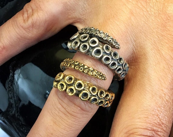 Tentakel Ring Octopus Ring Tintenfisch Ring Octopus Tentakel Ring Sommer Ring Ozean Ring Ring Quallen Ring Sterling Silber Fisch Ring