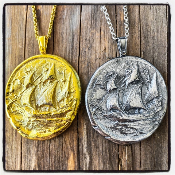 Flying Dutchman Wax Seal Pendant Ghost Galleon Necklace Ghost Galleon Pendant Ghost Ship Necklace Ghost Ship Pendant Pirate Ship Necklace