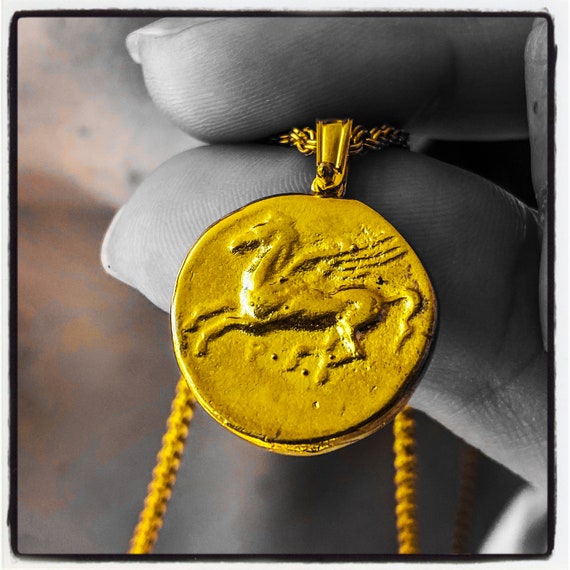 Stater of Corinth Ancient Greek Coin Necklace Pegasus Pendant Pegasus Necklace Horse Pendant Horse Necklace Wax Seal Pendant Wax Stamp Horse