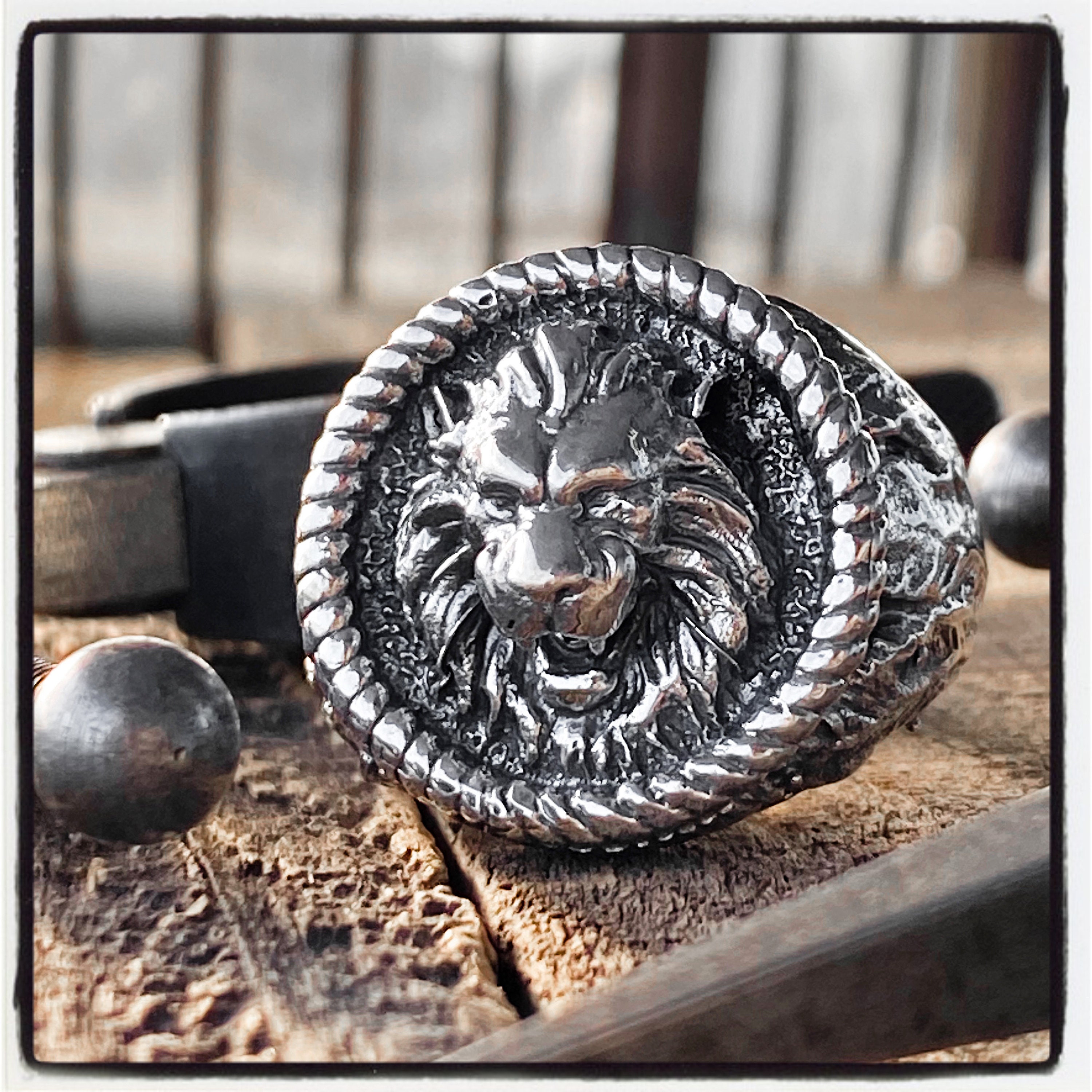Men's Fashion Cool Steel Lion Ring Design Punk Crown Cross Lion Head  Stainless Steel Cubic Zirconia