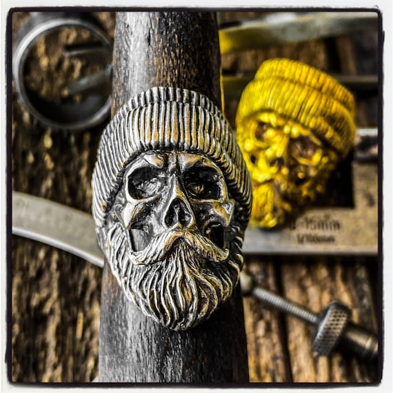 Skull Ring Sterling Silver Skull Ring Gold Skull Ring Badass Skull Ring Bearded Skull Ring Silver Bearded Skull Ring Gold Bearded Skull Ring
