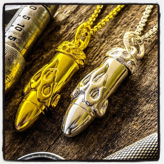 Bullet Pendant Bullet Necklace Gold Bullet Pendant Silver Bullet Necklace Mafia Jewelry Pistol Pendant Pistol Necklace Stering Silver Bullet