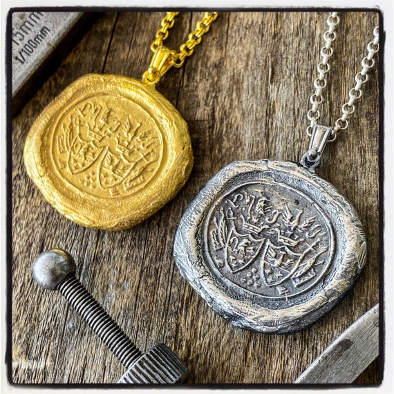 Coat of Arms Pendant Coat of Arms Necklace Wax Stamp Pendant Wax Stamp Necklace Intaglio Pendant Intaglio Necklace Wax Seal Pendant Necklace