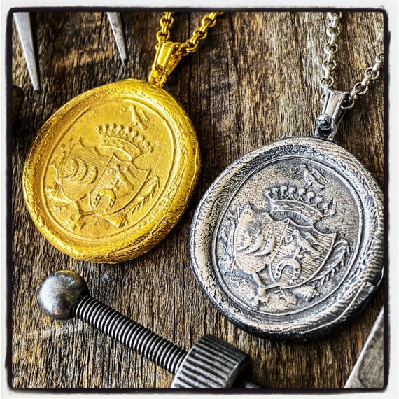 Coat of Arms Pendant Coat of Arms Necklace Wax Stamp Pendant Wax Stamp Necklace Intaglio Pendant Intaglio Necklace Wax Seal Pendant Necklace