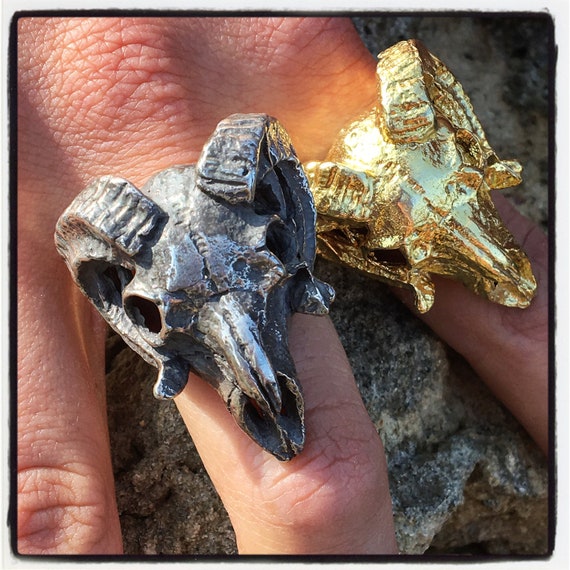 Ram Skull Ring Antlers Skull Ring Deer Skull Ring Moose Skull Ring Elk Skull Ring Stag Skull Ring Ram Antlers Skull Ring Antique Skull Ring