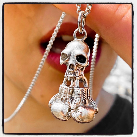 Skull Boxing Gloves Pendant Boxing Gloves Necklace Boxer Pendant Boxer Necklace Box Gloves Pendant Box Gloves Necklace Glove MMA Necklace