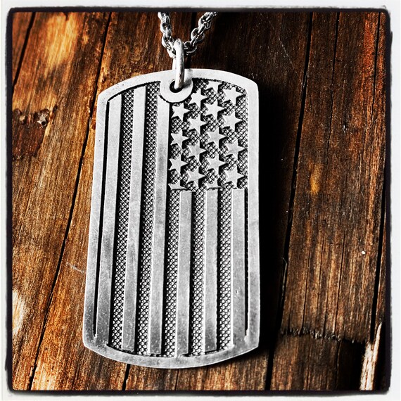 American Flag Dog Tag Custom Jewelry Personalized Jewelry Custom Dog Tag Identification Pendant Identity Necklace Identity Pendant Dog Tags