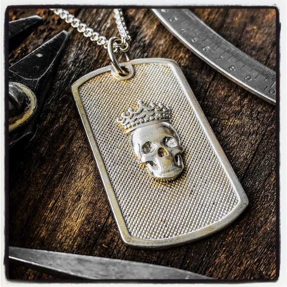 Skull Dog Tag Skull Pendant Skull Necklace Identification Necklace Identification Pendant Id Tag Id Necklace Army Pendant Skull Identity Tag