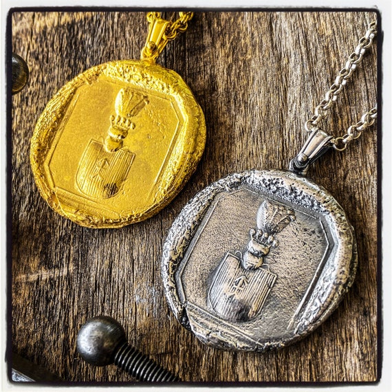 Coat of Arms Pendant Coat of Arms Necklace Wax Stamp Pendant Wax Stamp Necklace Intaglio Pendant Intaglio Necklace Wax Seal Pendant Necklace