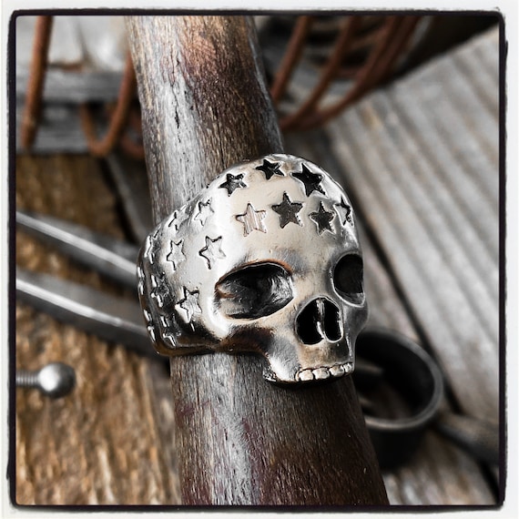 Skull Ring Handmade Skull Ring Stars Ring Handmade Skull Ring Personalized Skull Ring Custom Made Skull Ring Handmade Jewelry Custom Rings