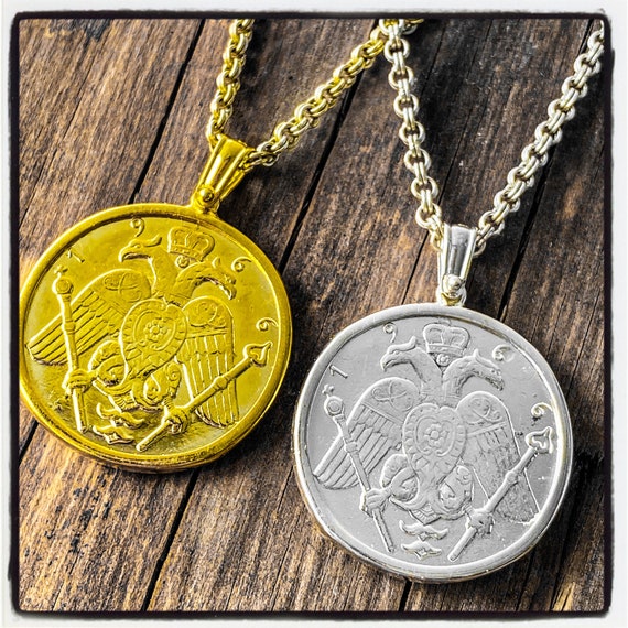 Cypriot Gold Sovereign Archbishop Makarios III 1966 Coin Gold Sovereign Coin Pendant Silver Sovereign Coin Necklace Cyprus Coin Necklace