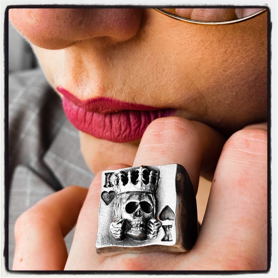 King of Hearts Ring Poker Ring WSOP Ring Personalized Ring Personalized Jewelry Texas Holdem Ring Handmade Jewelry Silver Handmade Ring