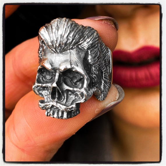 Skull Ring Sterling Silver Skull Ring Gold Skull Ring Badass Skull Ring Bearded Skull Ring Silver Bearded Skull Ring Gold Bearded Skull Ring