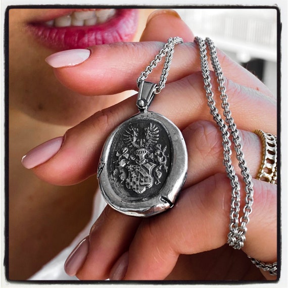 Coat of Arms Pendant Coat of Arms Necklace Armorial Pendant Armorial Necklace Wax Stamp Pendant Wax Stamp Necklace Coat of Arms Seal Stamp