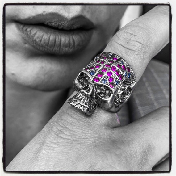 Union Jack Skull Ring British Flag Skull Ring British Skull Ring England Flag Ring Handmade Skull Ring Custom Skull Ring Luxury Skull Ring