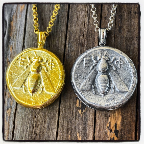 Ionian Tetradrachm Coin Pendant Ancient Greek Coin Necklace Ancient Greek Coin Pendant Ancient Roman Coin Necklace Bee Necklace Bee Pendant