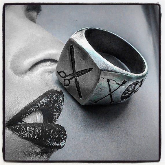 Sterling Silver Hairstylist Ring Hair Stylist Ring Barber Ring Etsy