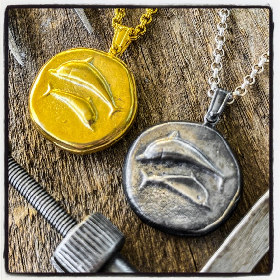 Stater of Thera Ancient Greek Coin Necklace Ancient Greek Coin Pendant Coin Necklace Dolphin Pendant Dolphin Necklace Dolphin Coin Pendant