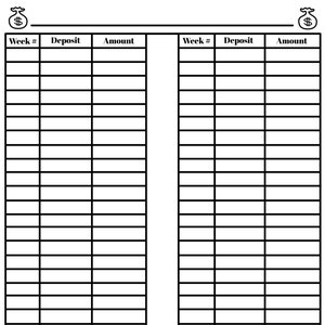 SAVINGS CHART - Black & White, Simple chart for Financial Planning and Budgeting