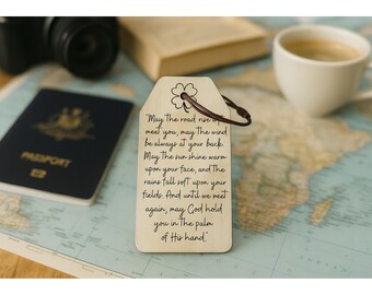 Handcrafted Bronze Luggage Tag: Faith Blessing, Personalized Travel Gift