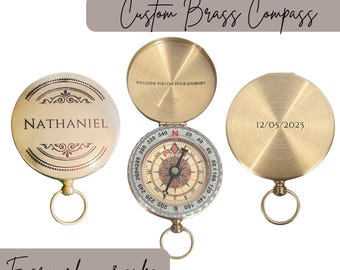 Brass Compass Custom Engraving Graduation Birthday Confirmation Anniversary