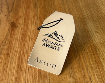 Handcrafted Bronze Metal Luggage Tag Personalised Travel Bag Identification Anniversary Gift