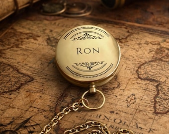 Brass Compass Custom Engraving Graduation Birthday Confirmation Anniversary