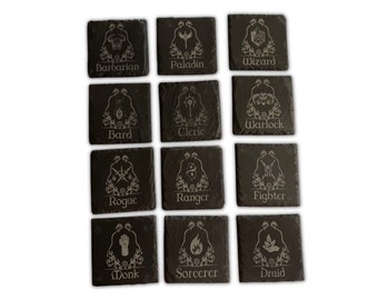 Dungeons & Dragons Class Symbols Engraved Coaster Set with Presentation Box