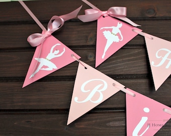 Ballerina Banner, Happy Birthday Garland, Flag Banner,  Birthday Party Decor