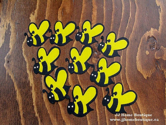 Yellow Black Bees, Bee Birthday party decor confetti, table decor, scrapbook embellishments, baby shower decor,Birthday party