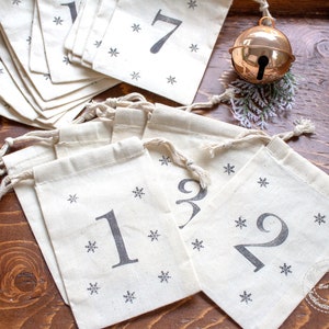 Advent Calendar Bags, Advent Calendar Count down Christmas , 100% cotton, set of 24, set of 25